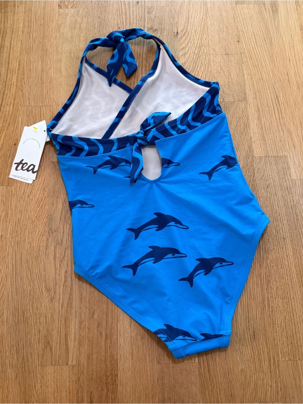Tea Collection 8 Blue Dolphin Halter Neck One Piece Bathing Suit NEW